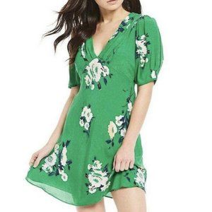 Free People Floral Green Puff Sleeve Dress 4